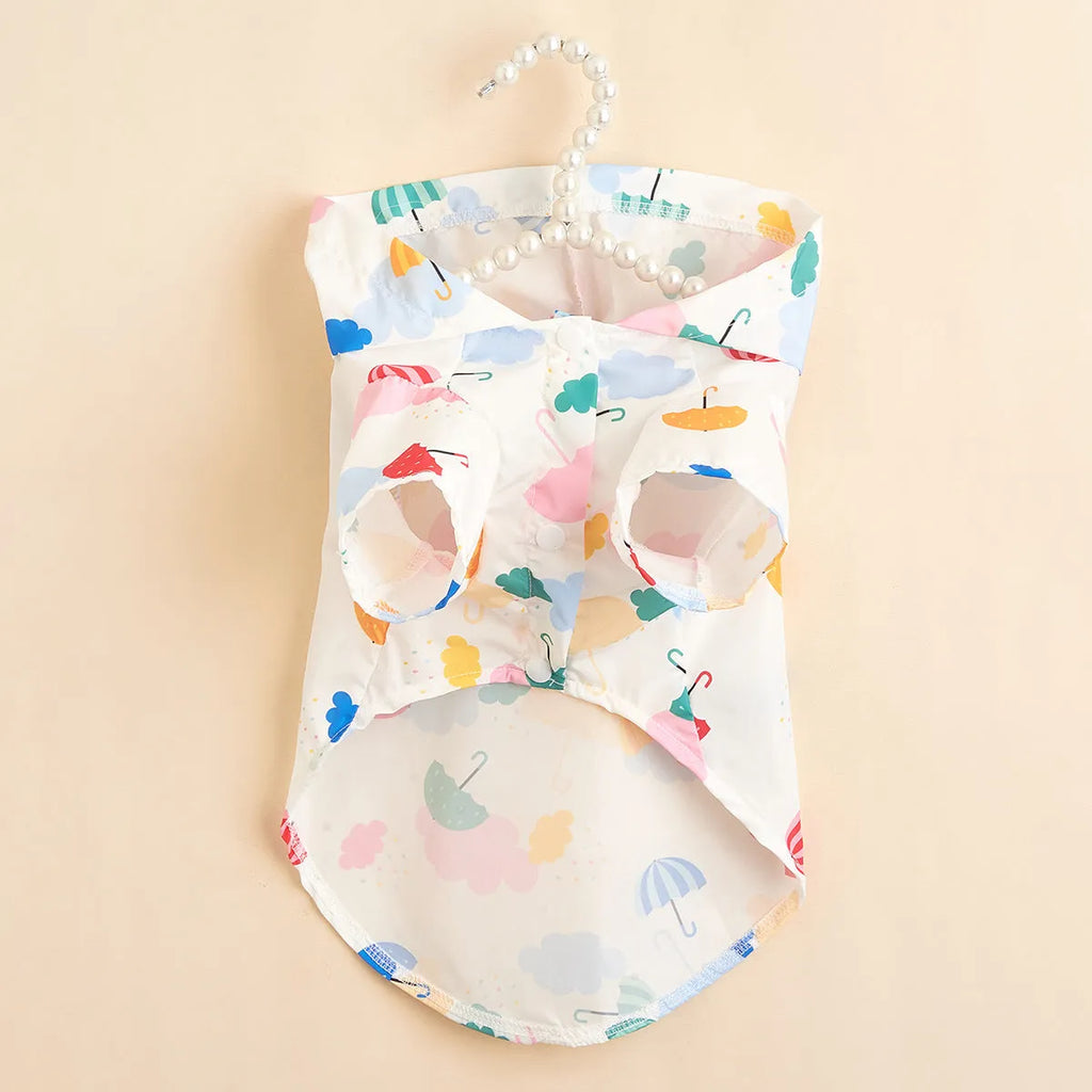 Cartoon umbrella pattern polyester pet raincoat for dogs and cats in multiple sizes