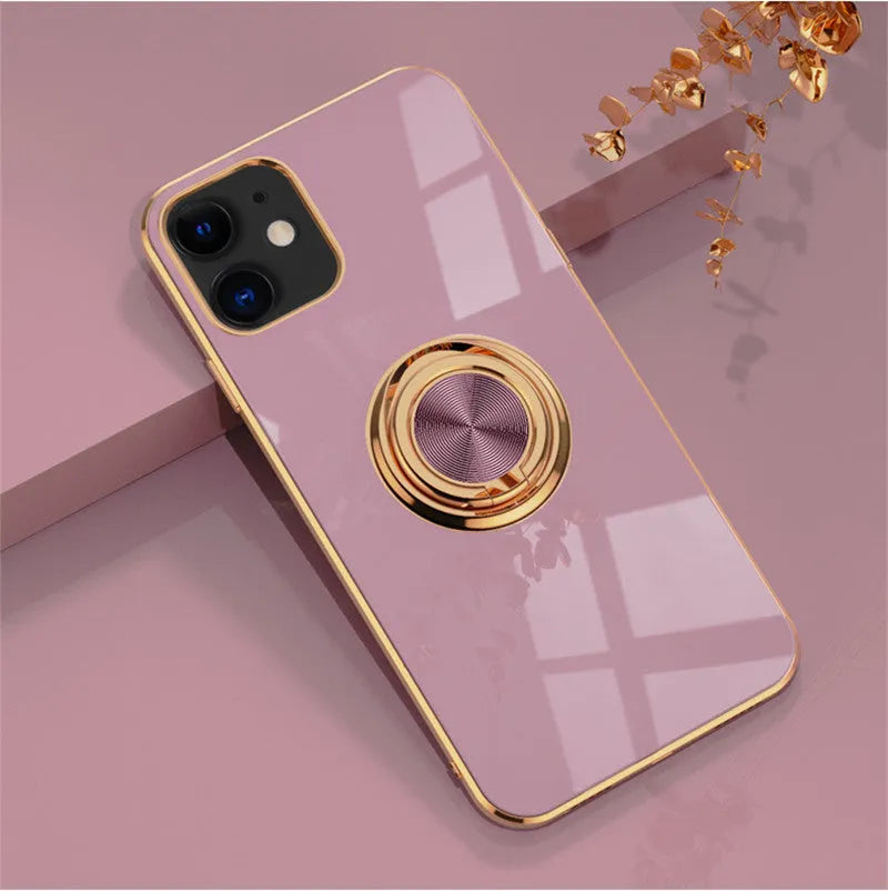 Solid colour TPU silicone back case for iPhone on a table, shown in light purple colour.