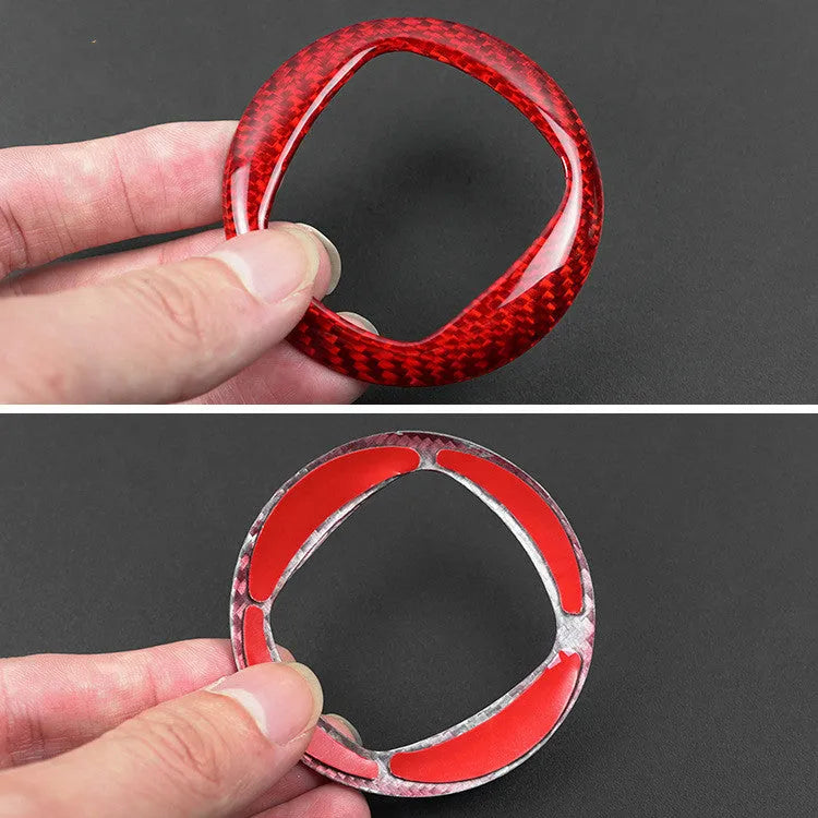 Carbon fibre steering wheel decorative sticker in black and red colour options