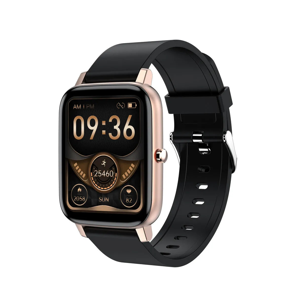 H80 fashion sports smart watch with spherical glass screen and silicone strap showing health metrics display
