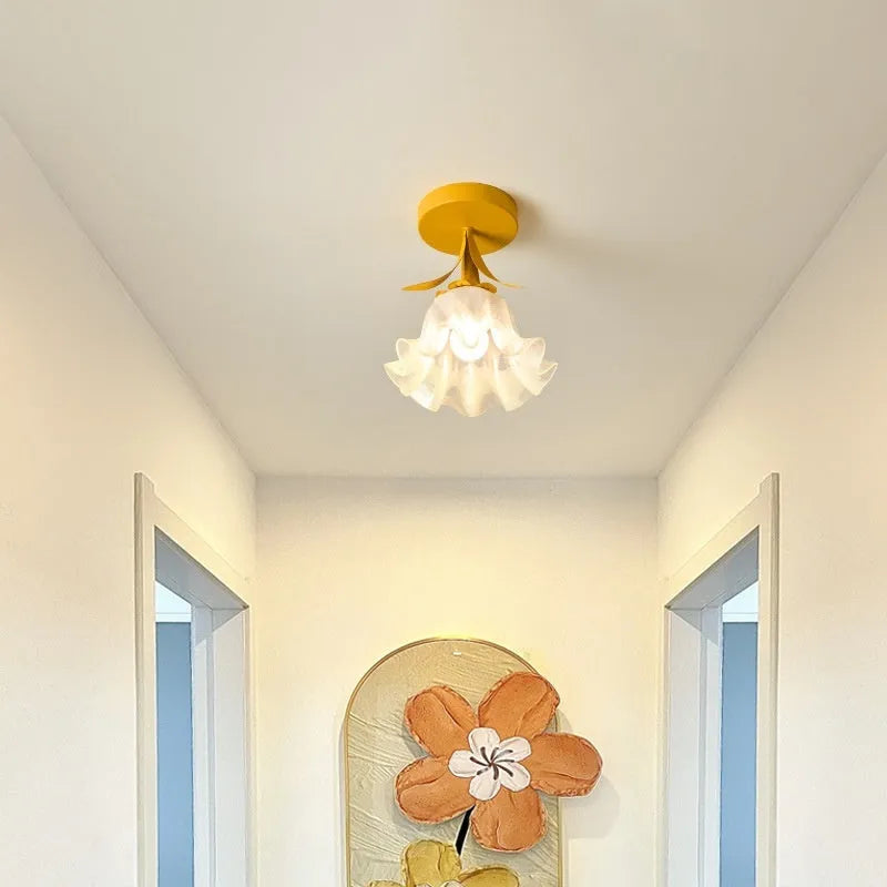 Cream coloured LED corridor light with Linglan flower design and modern simplistic style