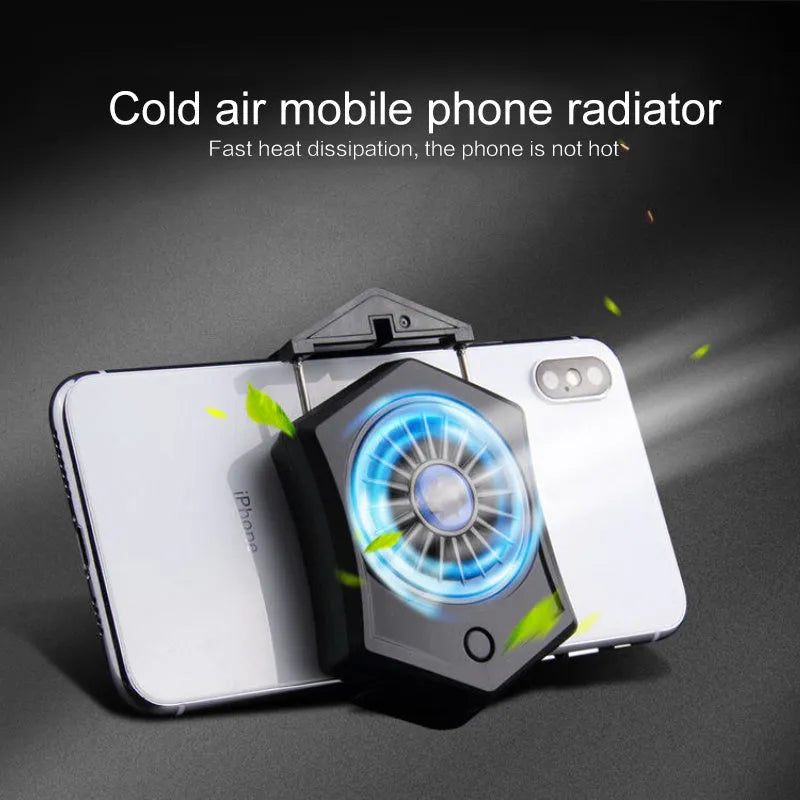 Black and white USB mobile phone cooling fan radiator for gaming accessories.