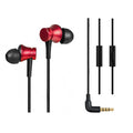 Piston in-ear wired headphones with 3.5mm plug in blue, red and black colour options
