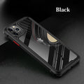 Transparent silicone iPhone 11 case showing six colour options: black, gold, green, grey, red, silver