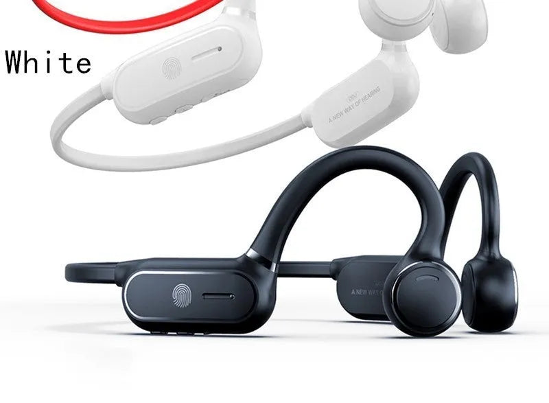 Black air conduction Bluetooth wireless earphone with titanium alloy frame and ear-hook design