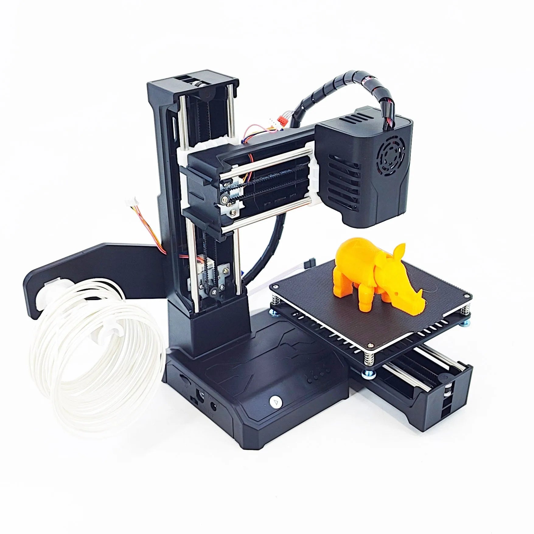 K9 Mini desktop 3D printer in black or blue with a 100mm build area for PLA filament printing.