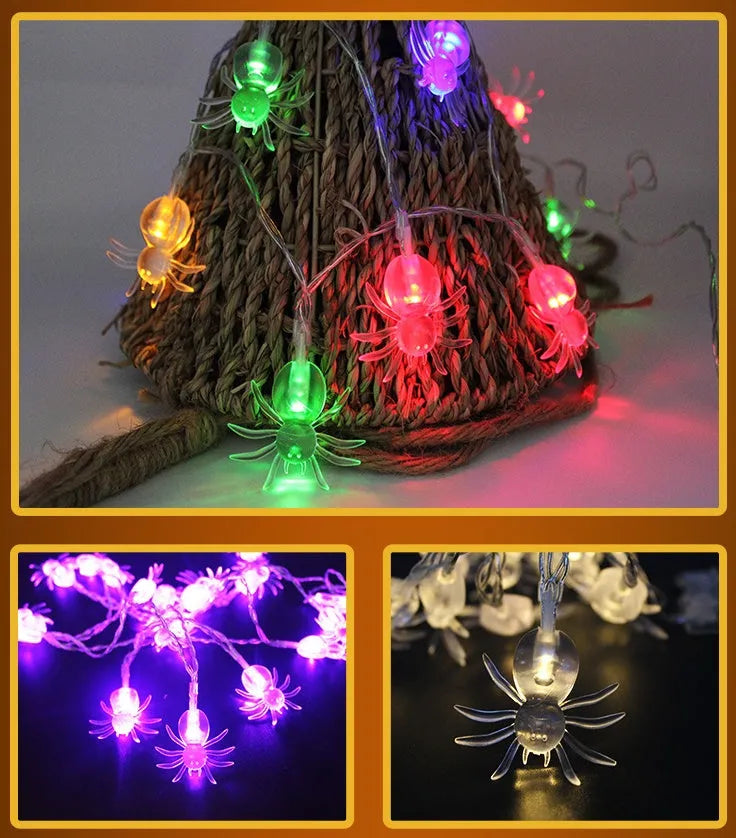 Halloween string lights with LED pumpkin, ghost, and bat decorations on a 1.2m wire.