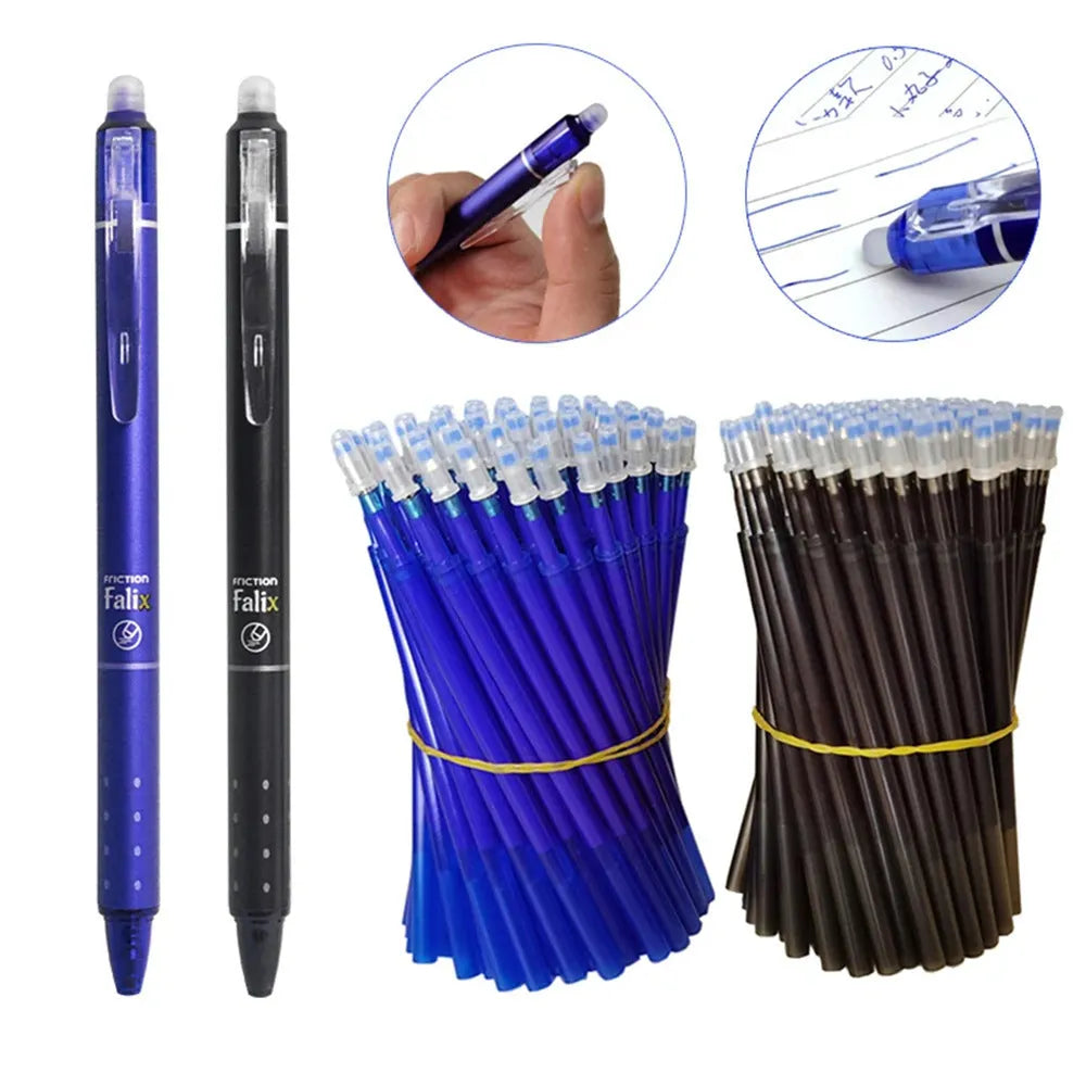 Hot brand 0.5mm erasable push gel pen with plastic body and stainless steel nib.