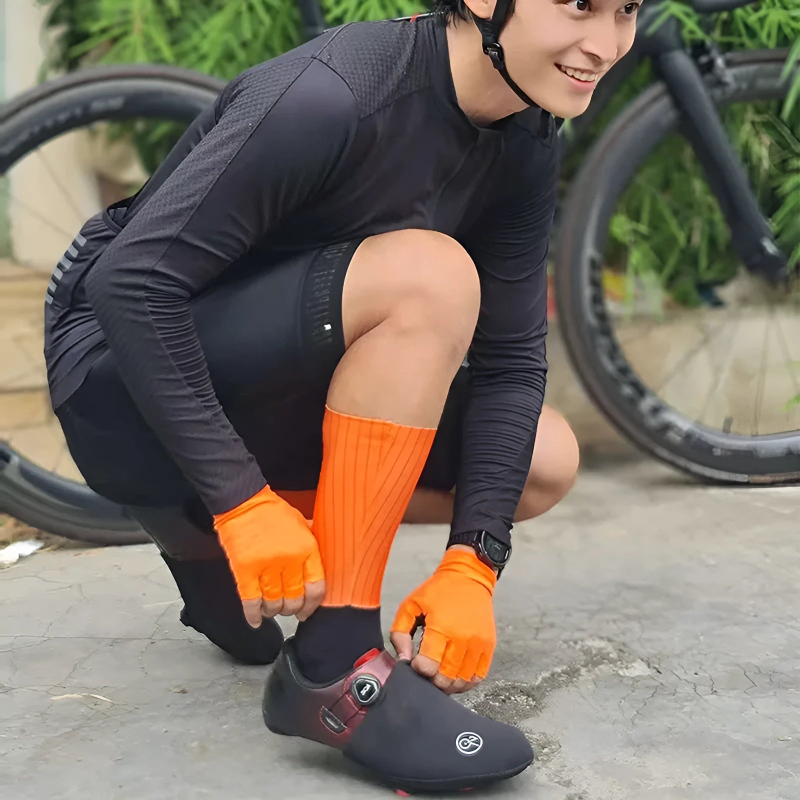 Athletic sports socks for cycling and running in multiple colour options with moisture-wicking fabric