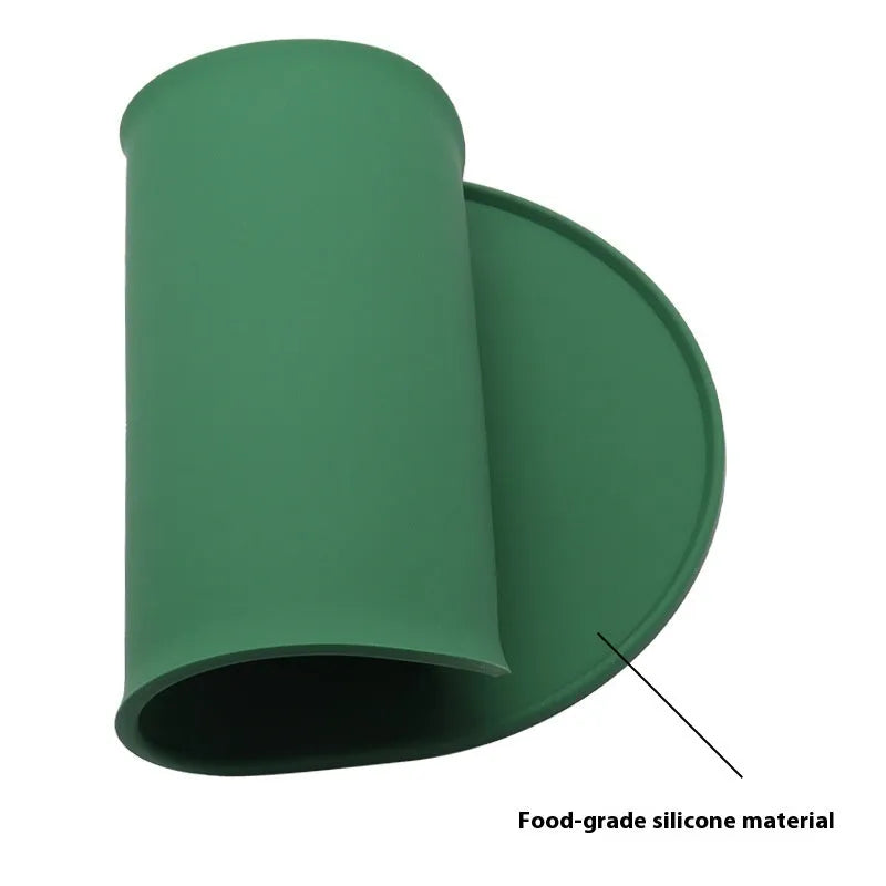 Silicone waterproof cat feeding placemat in beige colour showing dimensions
