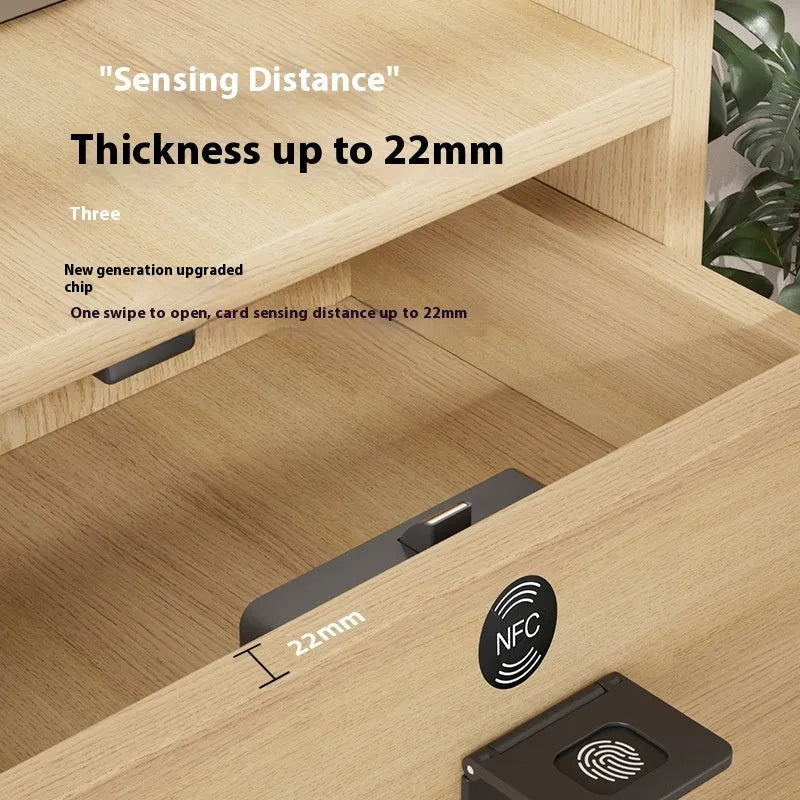 F079 punch-free drawer lock with removable card for wardrobes and cabinets