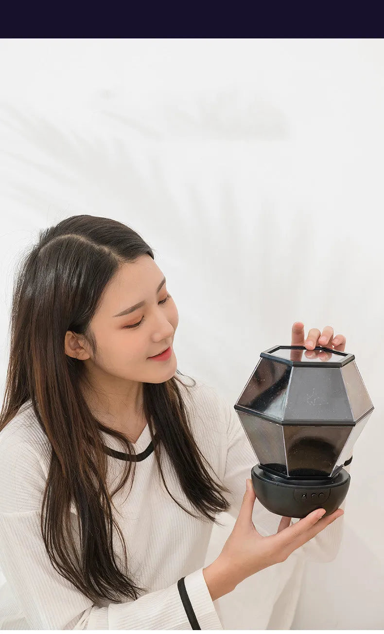Children's rotating star night light with multicolour LED illumination