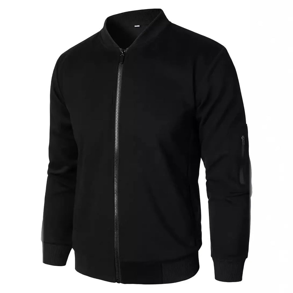 Men's loose-fitting knitted jacket in cotton with long sleeves, shown in black colour option