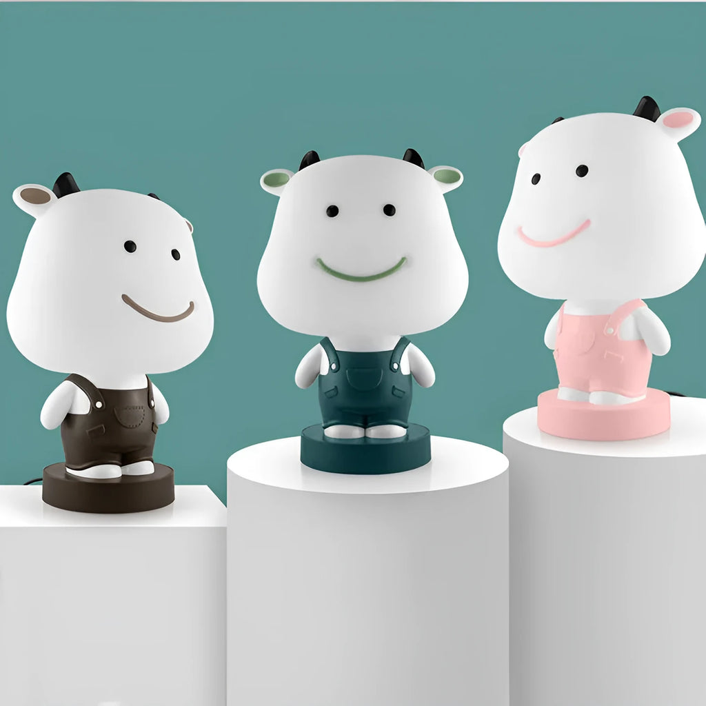 Animal cartoon table lamp with LED light and plastic shade in bear, cattle, rabbit or tiger design