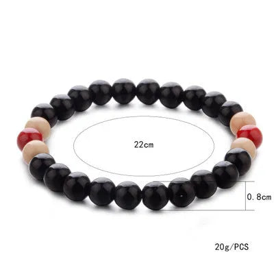 Natural stone bead bracelet with lava stone components for essential oils in ethnic style design