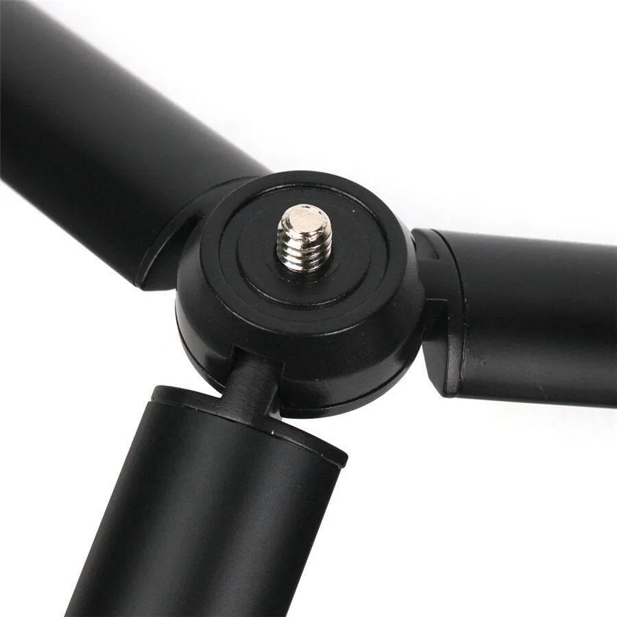 Black aluminium mobile phone tripod compatible with Apple iPhone devices