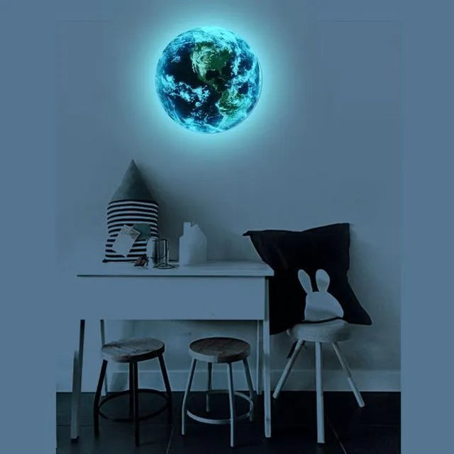 Glow in the dark Earth planet wall sticker in 10cm, 20cm and 30cm diameter sizes.