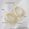 Yellow gold geometric drop-shaped women's earrings with round and oval elements measuring 2.6cm