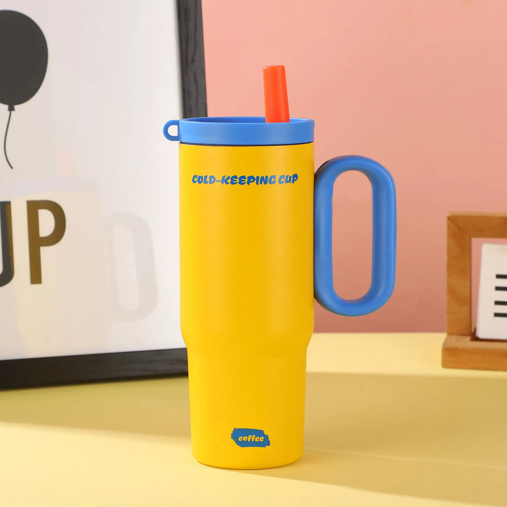 DIY Vitality large portable plastic ice bucket and straw cup with handle in multiple colours