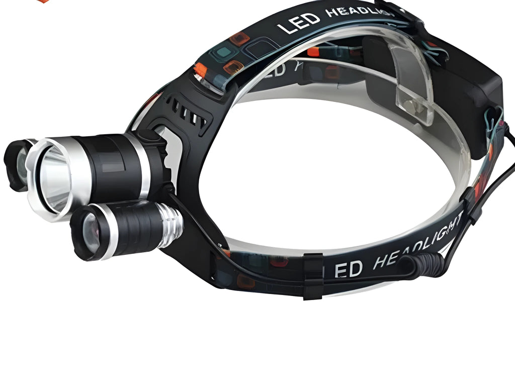 Aluminium alloy rechargeable headlamp with adjustable headband and focused Hawkeye lens.
