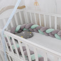Braided knot crib bumper cushion in spandex velvet protecting infant cot sides