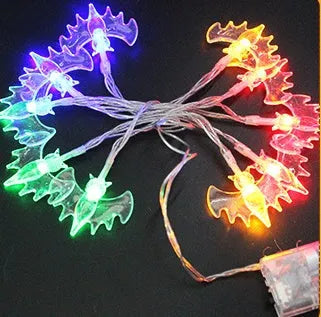 Halloween string lights with LED pumpkin, ghost, and bat decorations on a 1.2m wire.