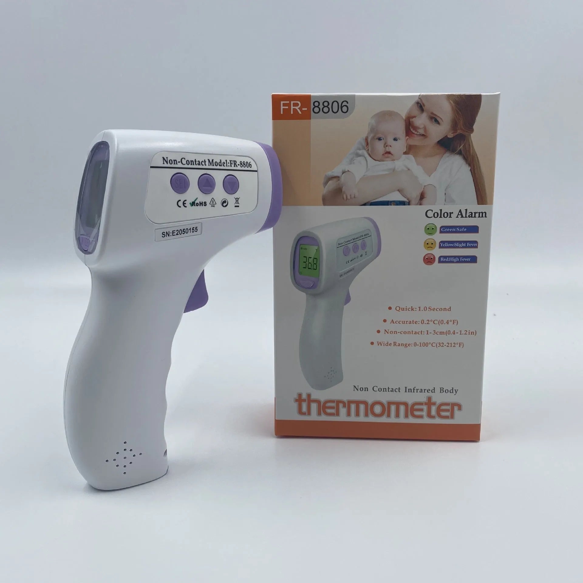 White digital non-contact thermometer for instant temperature measurement