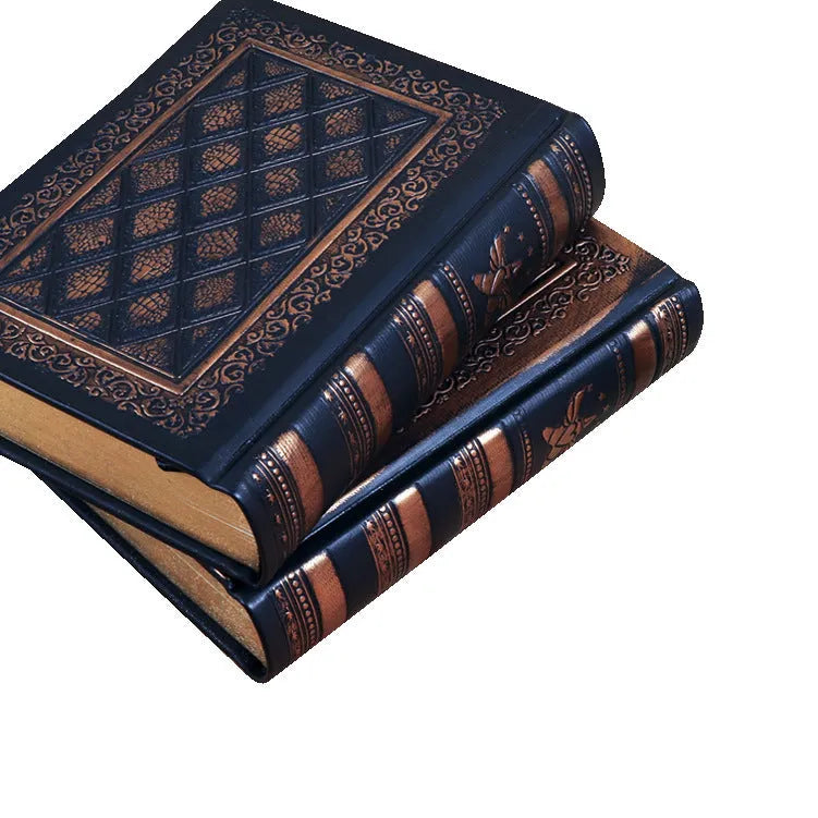 Embossed faux leather notepad with textured cover in bronze colour showing 120 thick sheets