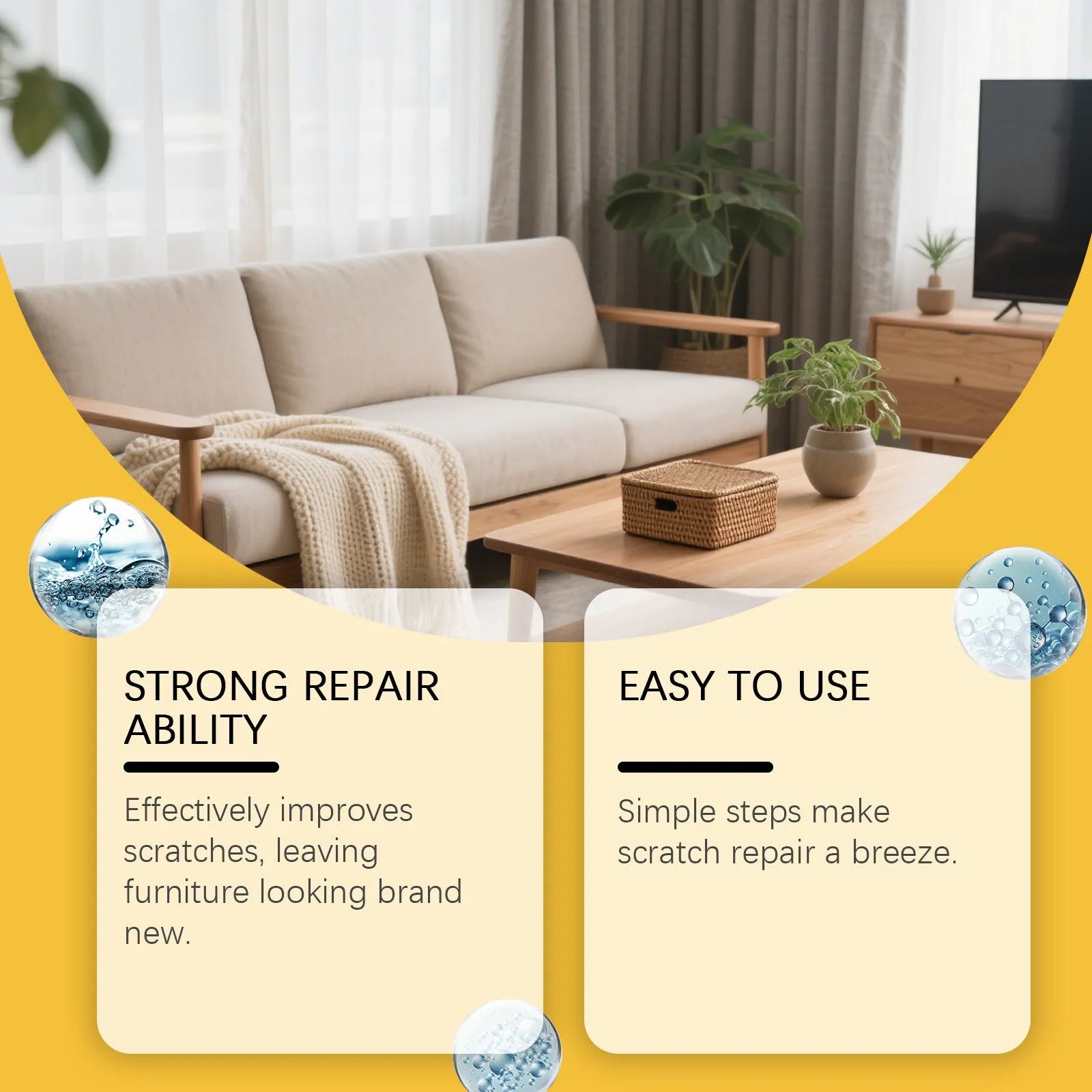 Wooden furniture scratch care agent kit with 100ml bottle and 20x20cm microfiber application towel