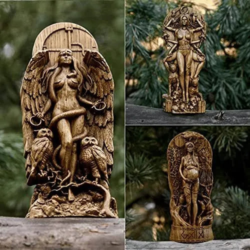 Resin Greek goddess statue for pagan altar or garden decoration in colour options A B C