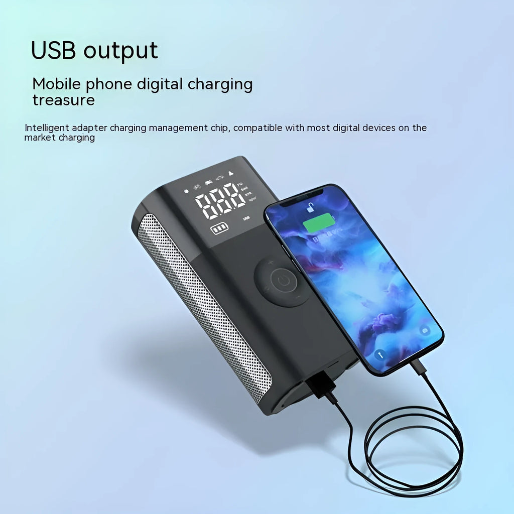 Wireless handheld digital display car air pump with ABS construction and multiple inflation nozzles