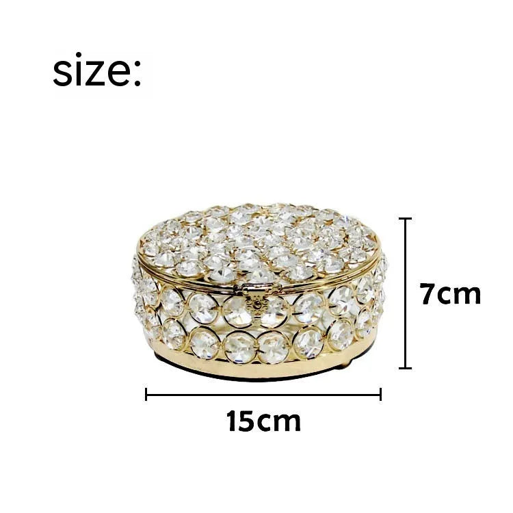 European style jewelry box with crystal glass transparent top and French gold iron finish