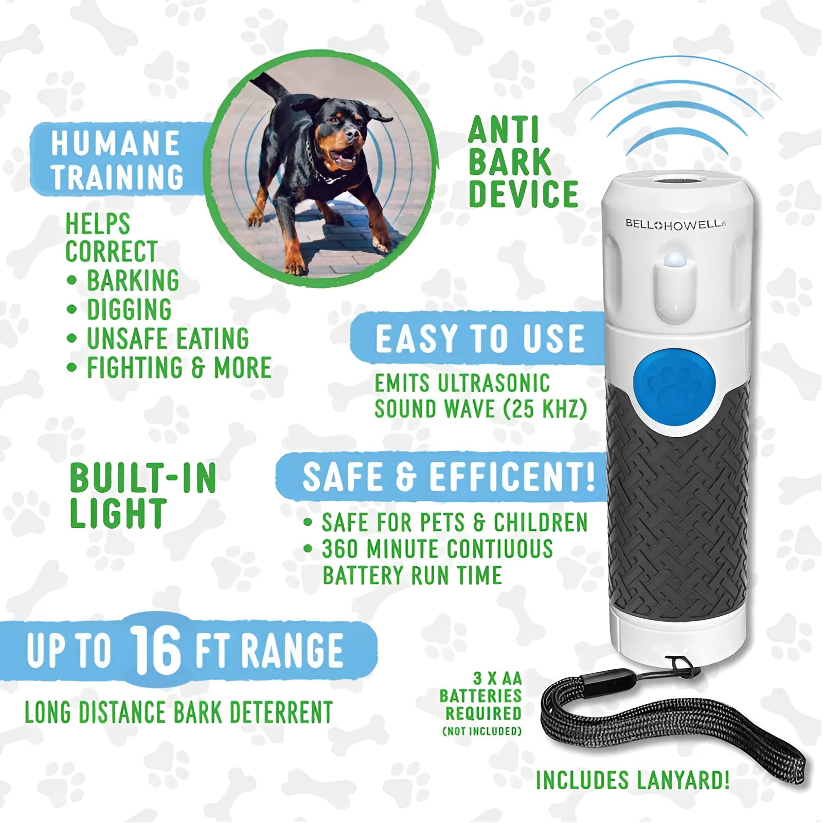 White handheld ultrasonic dog trainer device for bark control