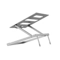 Aluminium alloy folding laptop cooling rack stand shown on a desk