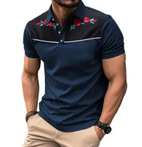 Men's short sleeve polo shirt in mesh fabric with zipper decoration