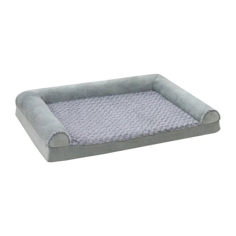 Light grey cloth dog kennel for large breeds showing structured walls and padded base.