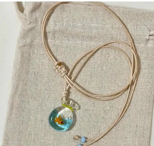 Women's coloured glaze skirt pendant necklace with joker design on cotton linen chain