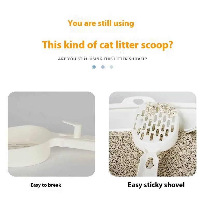 Black metal cat litter scoop with narrow tines for sifting waste from litter