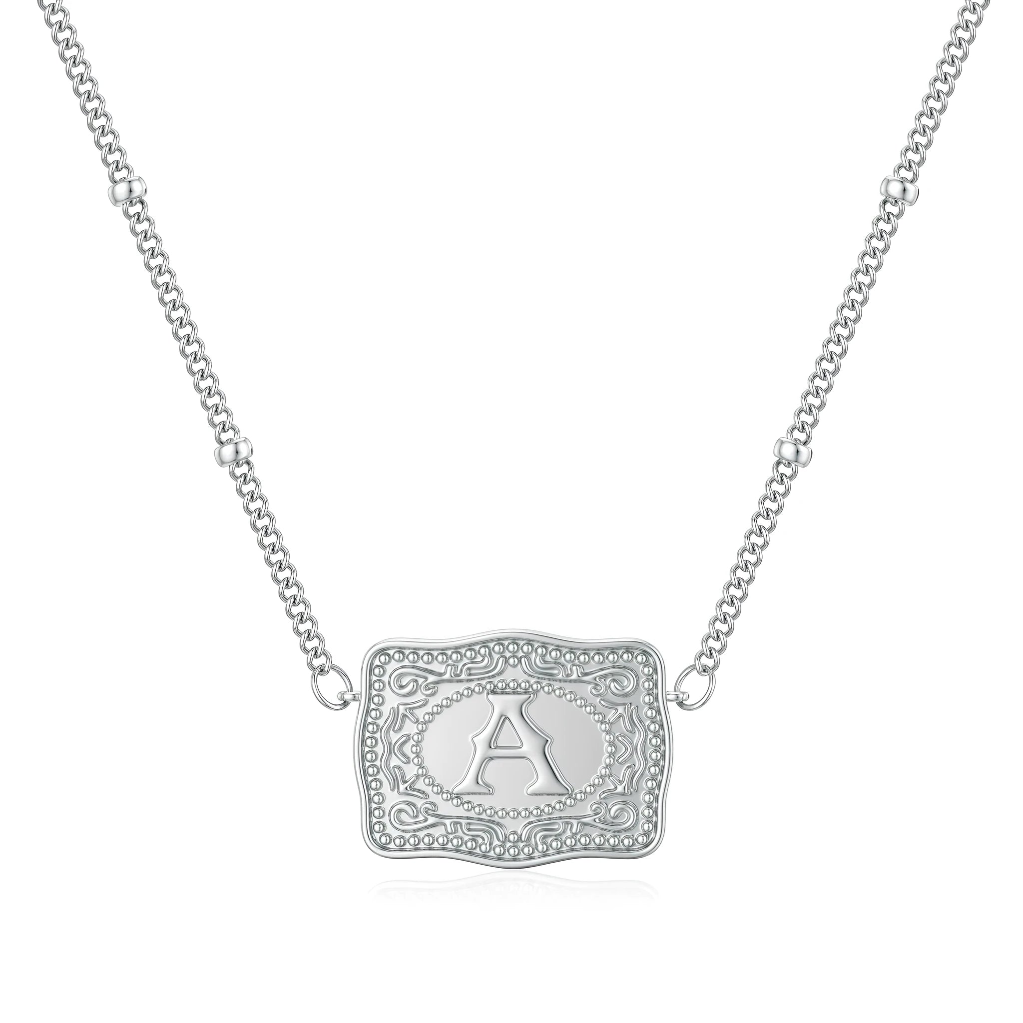Personalised copper initial letter necklace with gold electroplated finish showing letter A