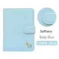 Compact leather-covered 396-day schedule book for hand accounting, shown lying open flat.