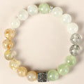 Khaki couple bracelet with Chinese geometric design in polished crystal, 10mm size.