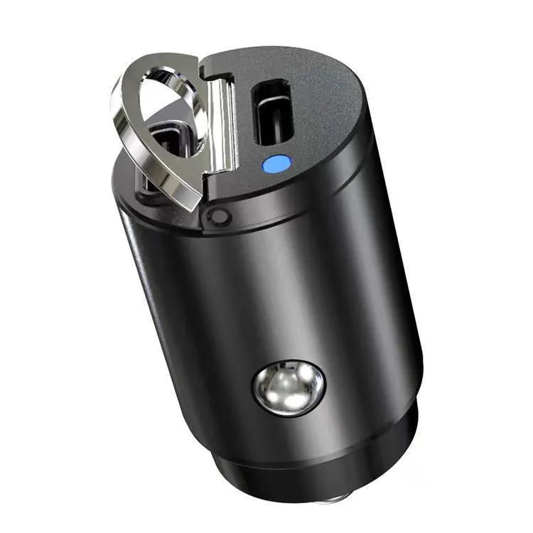 Mini 30W car cigarette lighter charger with zinc alloy housing in black colour