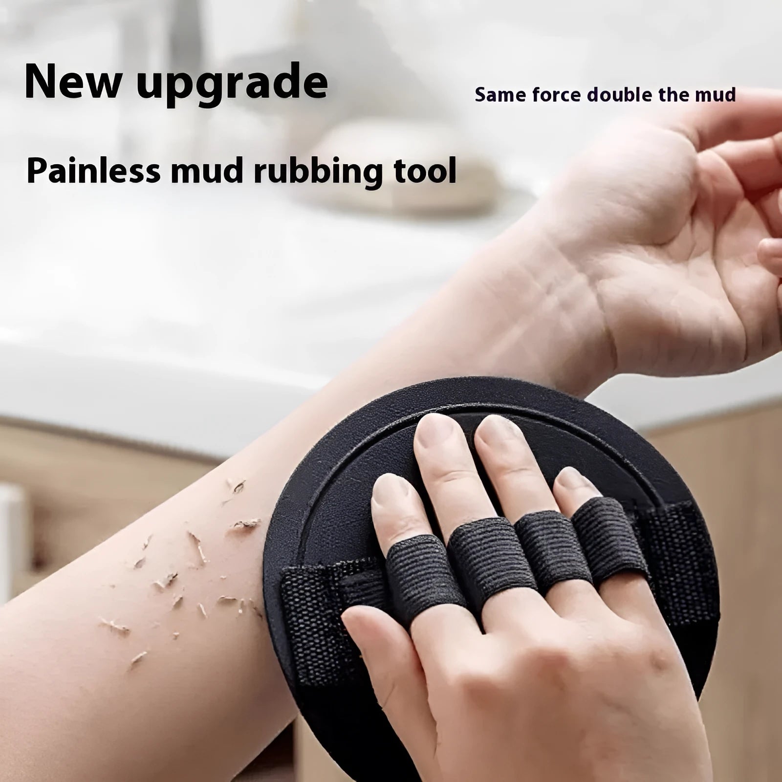 Rubber bath towel with finger style design and cake-shaped rubber fingertips