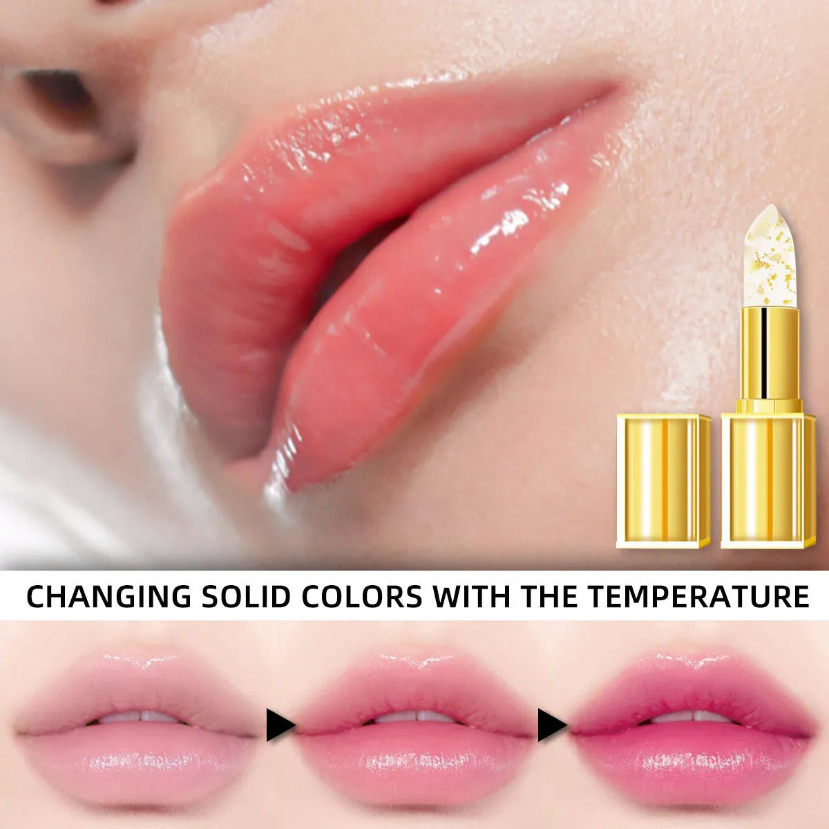 Anti-smudge gilding warm colour-changing lipstick in 3.5g single stick packaging