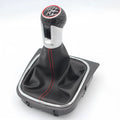 Leather manual gear shift knob for Volkswagen Golf models 5, 6, and 7 on a car gear lever.