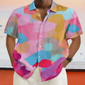 Hawaiian style stand collar short sleeve shirt with 3D printed pattern in loose fit cardigan style
