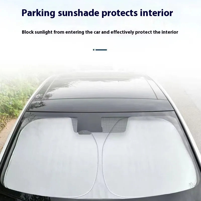Aluminium foil car sunshade in titanium silver colour showing solid pattern design