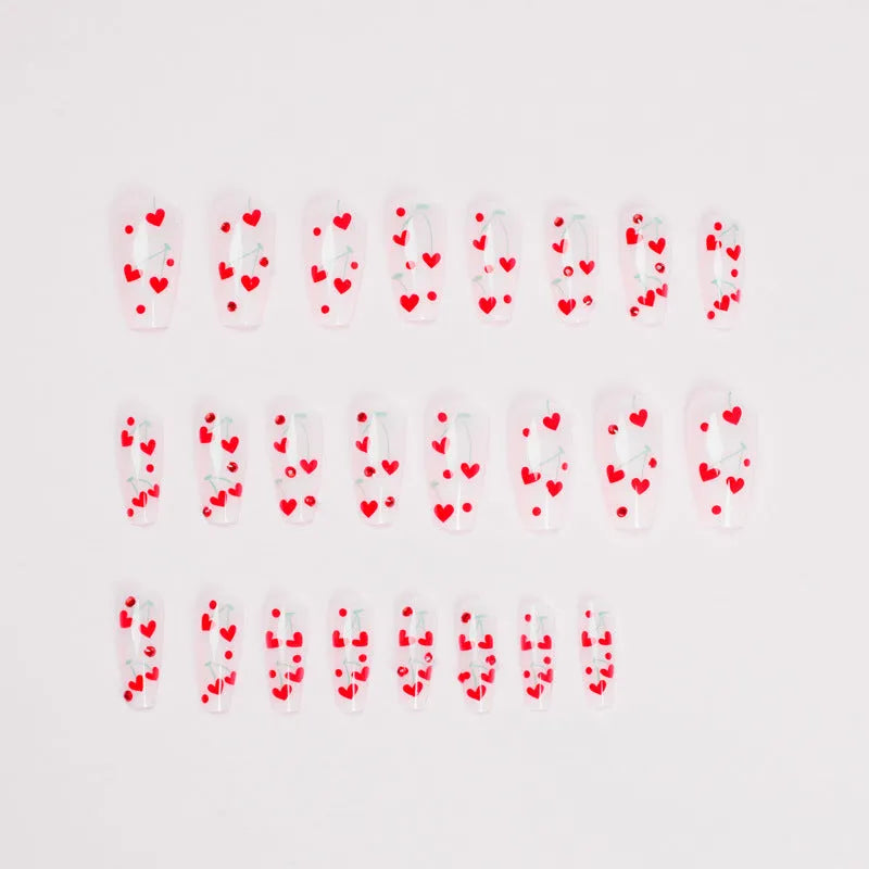 Japanese nail art decorative stickers with cherry blossom patterns and red diamond designs