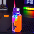 Colourful luminous radish lighter in orange purple green colours with wind-resistant flame
