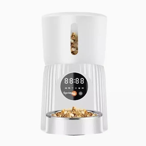 Intelligent automatic pet feeder with smartphone app remote control in black or white